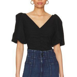 Black Cupcake Ruched Puff Sleeve Top | XS